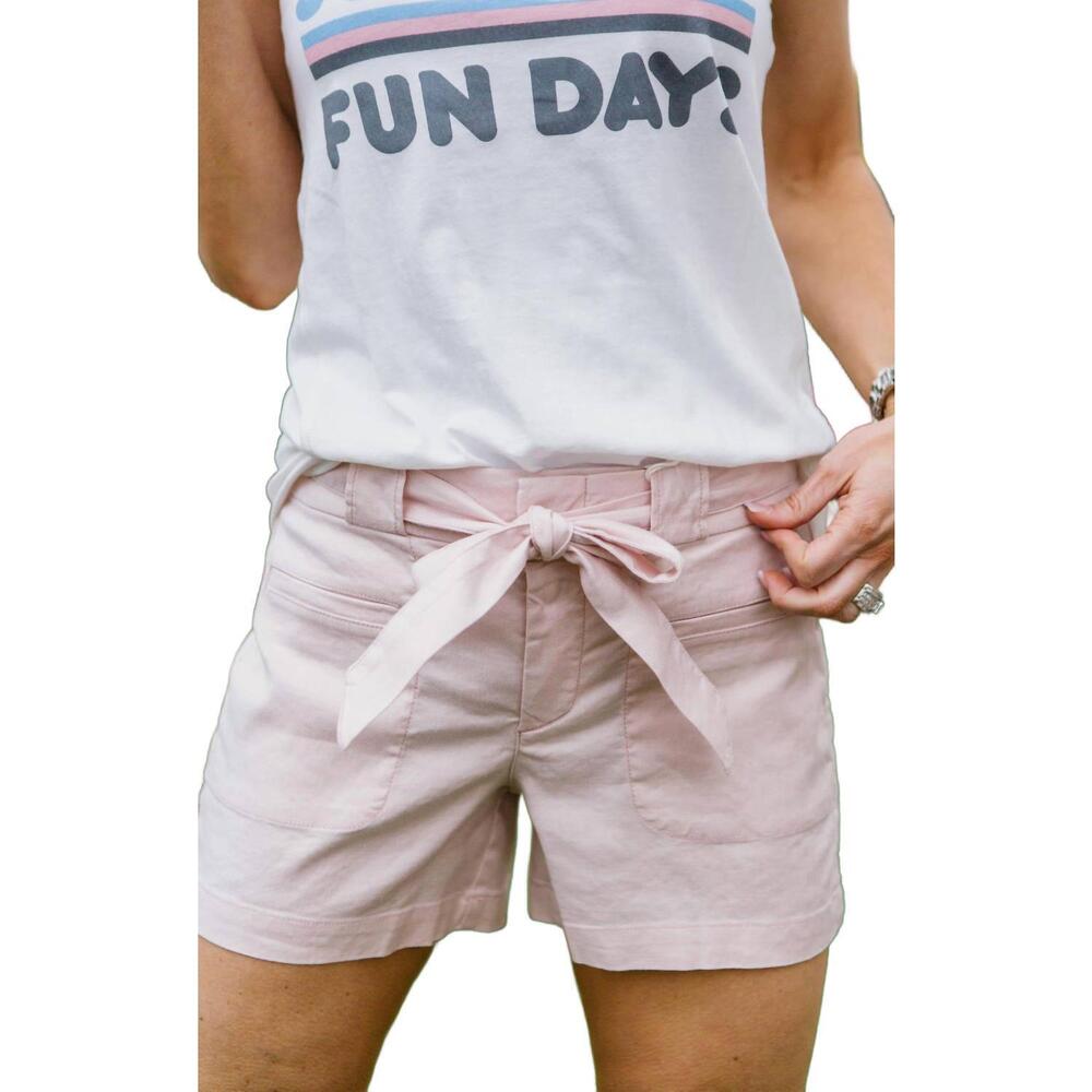 NEW LEVEL99 nina tie belt linen short in peach